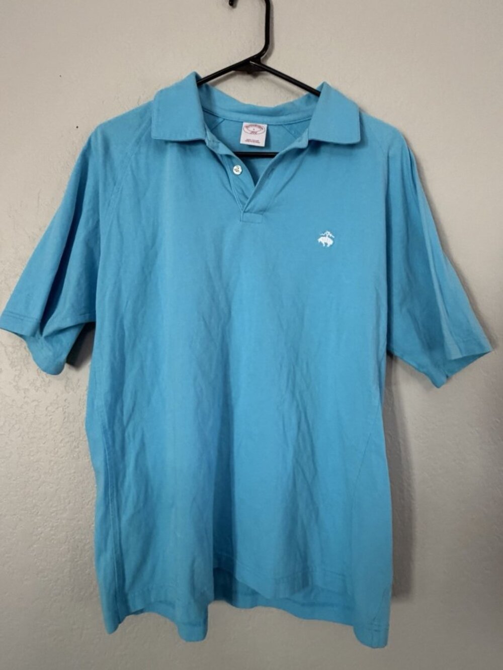 Men's Brooks Brothers Polo  Turquoise sz L Embroidered Logo 100% Cotton 346